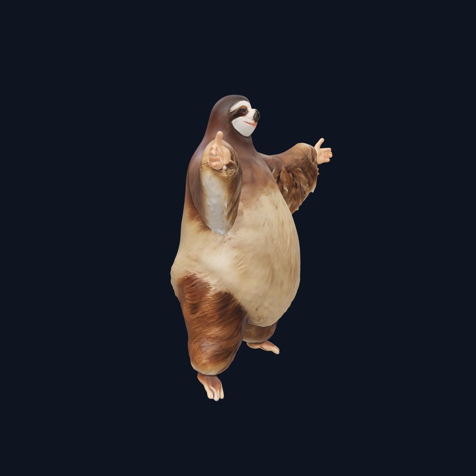 Fluffy Sloth Character model pack